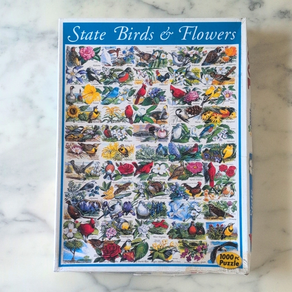 State Birds & Flowers 1000 Piece Jigsaw Puzzle by White Mountain Puzzles 24"x30"